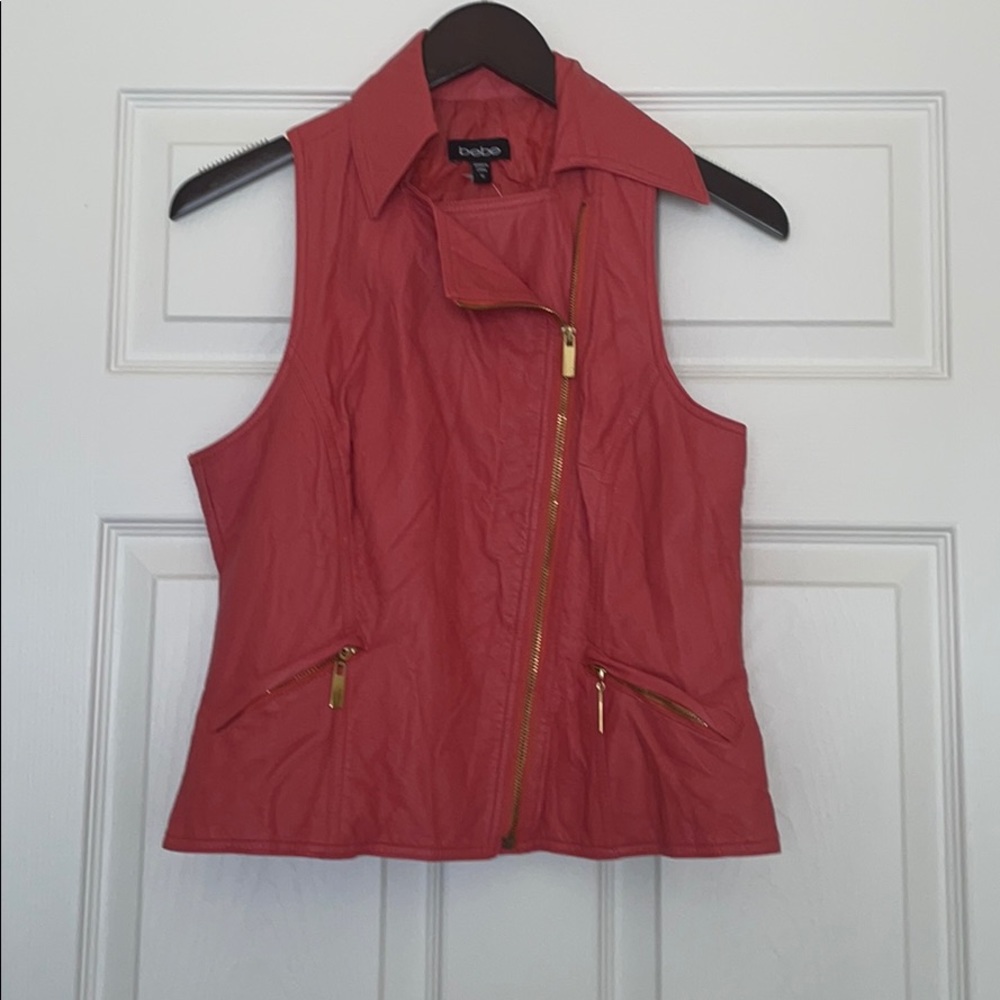 Pink faux leather Bebe vest-medium